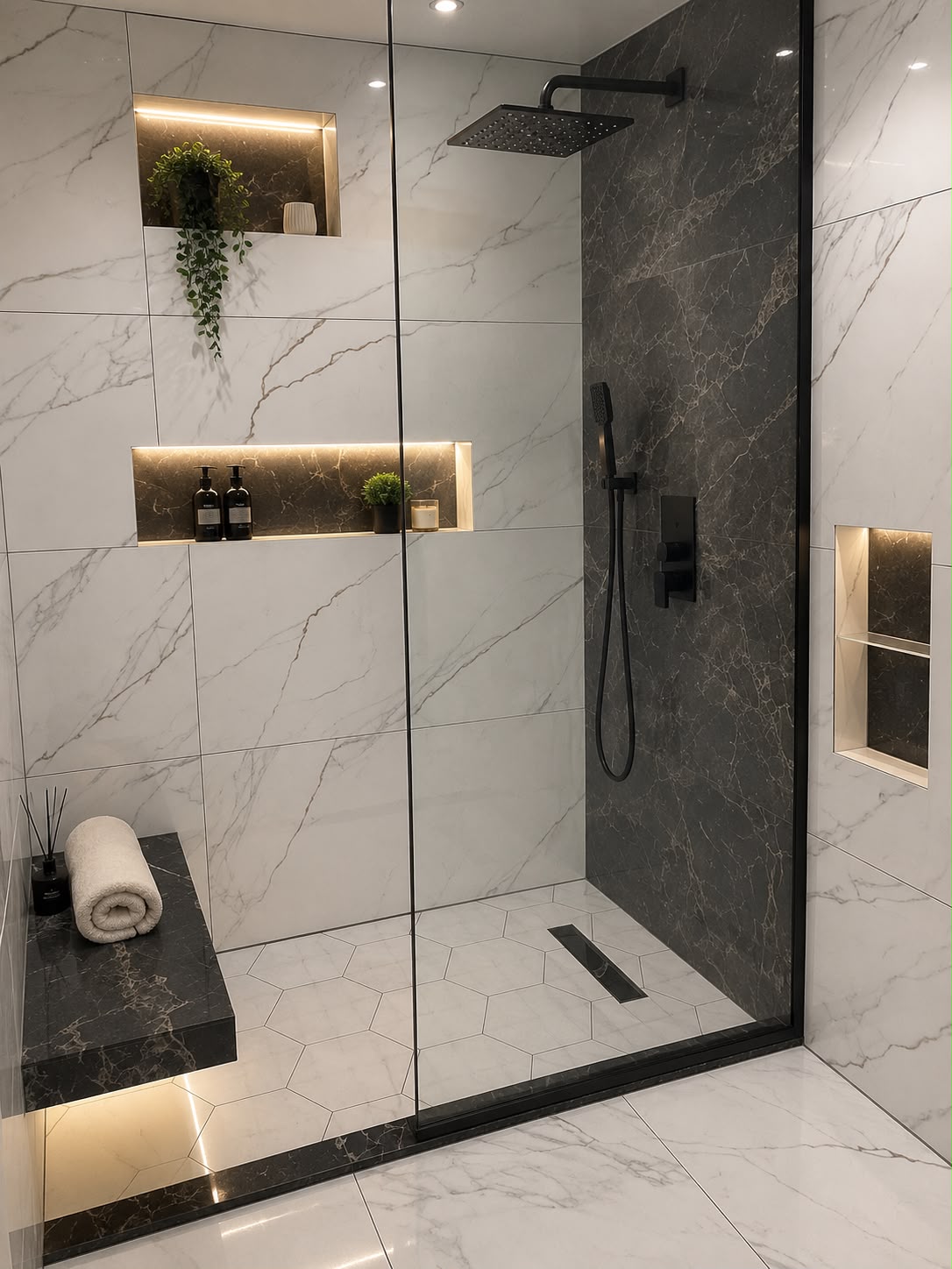Luxe inloopdouche met zwarte details