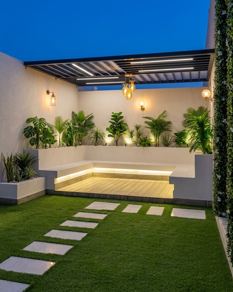 Loungehoek met LED-verlichting